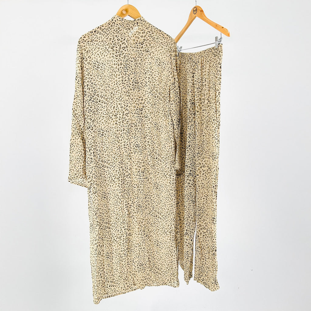 Vintage 80s Nira Nira New York Leopard Print Rayon Lounge Set