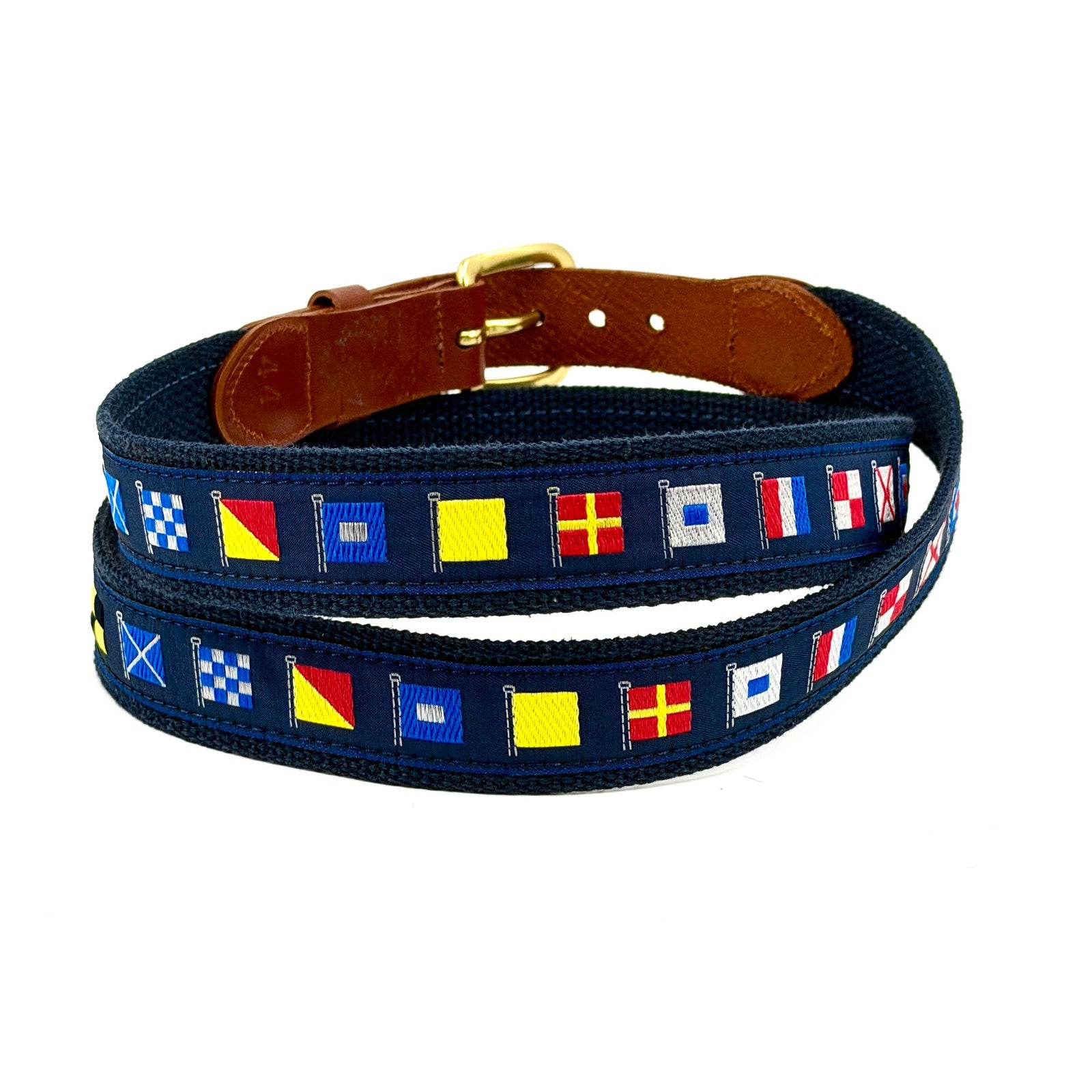 Leather Man Ltd Navy Preppy Nautical Flag Belt
