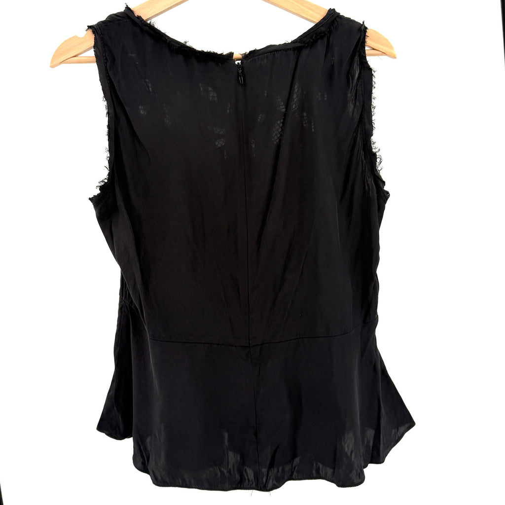 Rebecca Taylor Black Silk Floral Appliqué Peplum Blouse