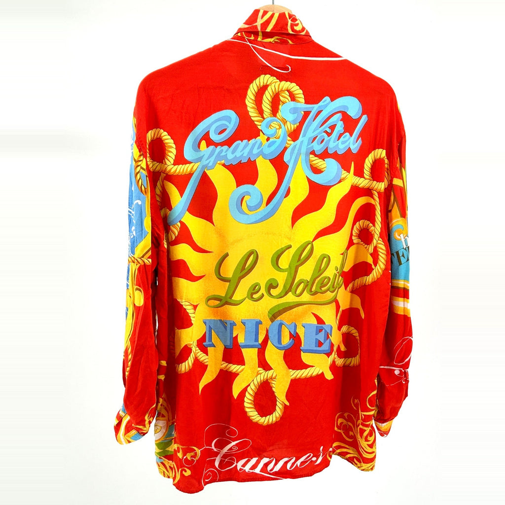 Vintage 90s Oaks by Ferre Gianfranco Ferré Red Riviera Soleil Cannes Shirt