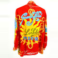Vintage 90s Oaks by Ferre Gianfranco Ferré Red Riviera Soleil Cannes Shirt