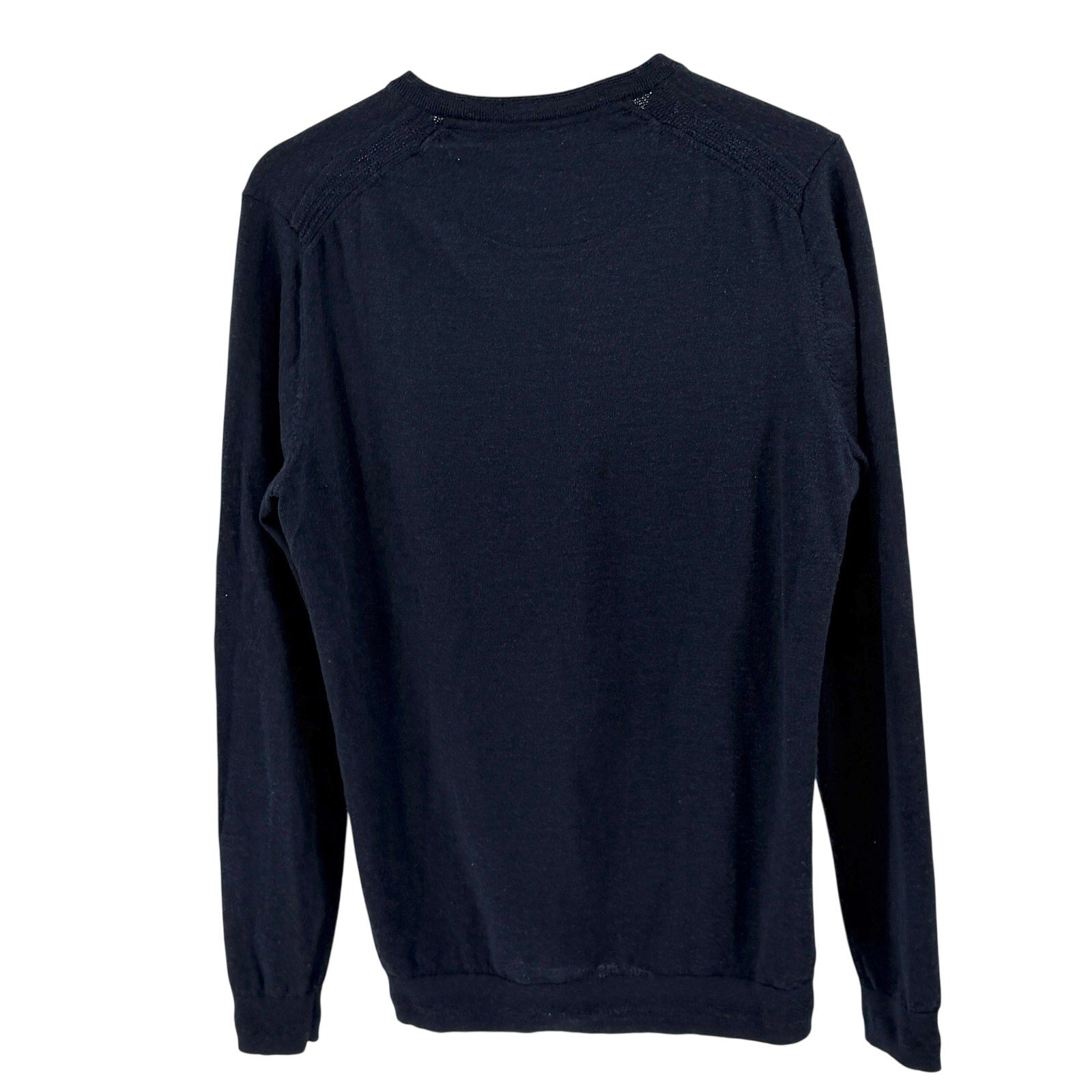 Ted Baker Navy Blue 100% Merino Wool Minimalist V-Neck Sweater