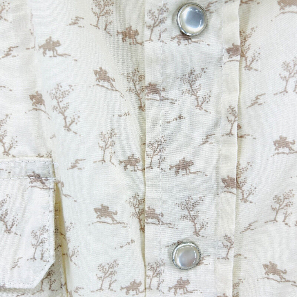 Tin Haul Cream 100% Cotton Western Rider Print Pearl Snap Shirt