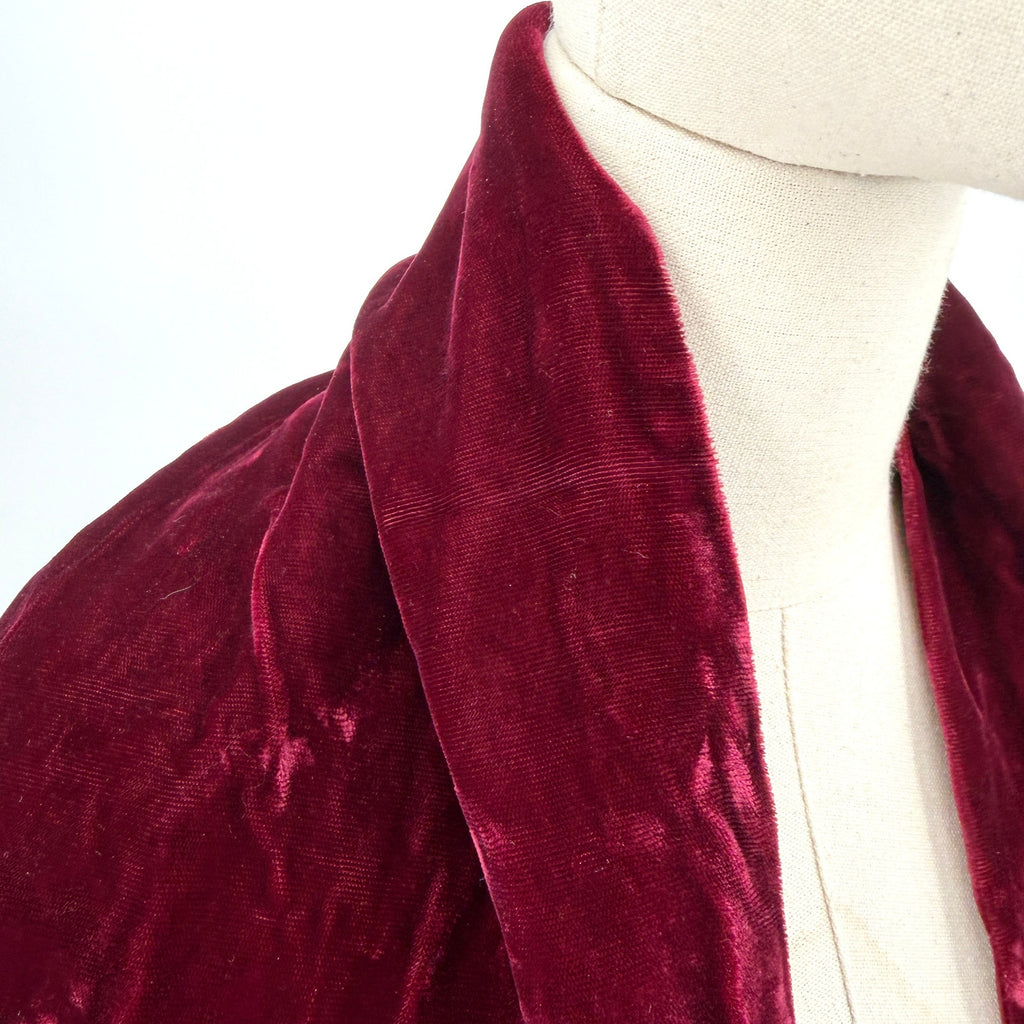 Vintage 90s Red Maroon Velvet Satin Lined Evening Scarf