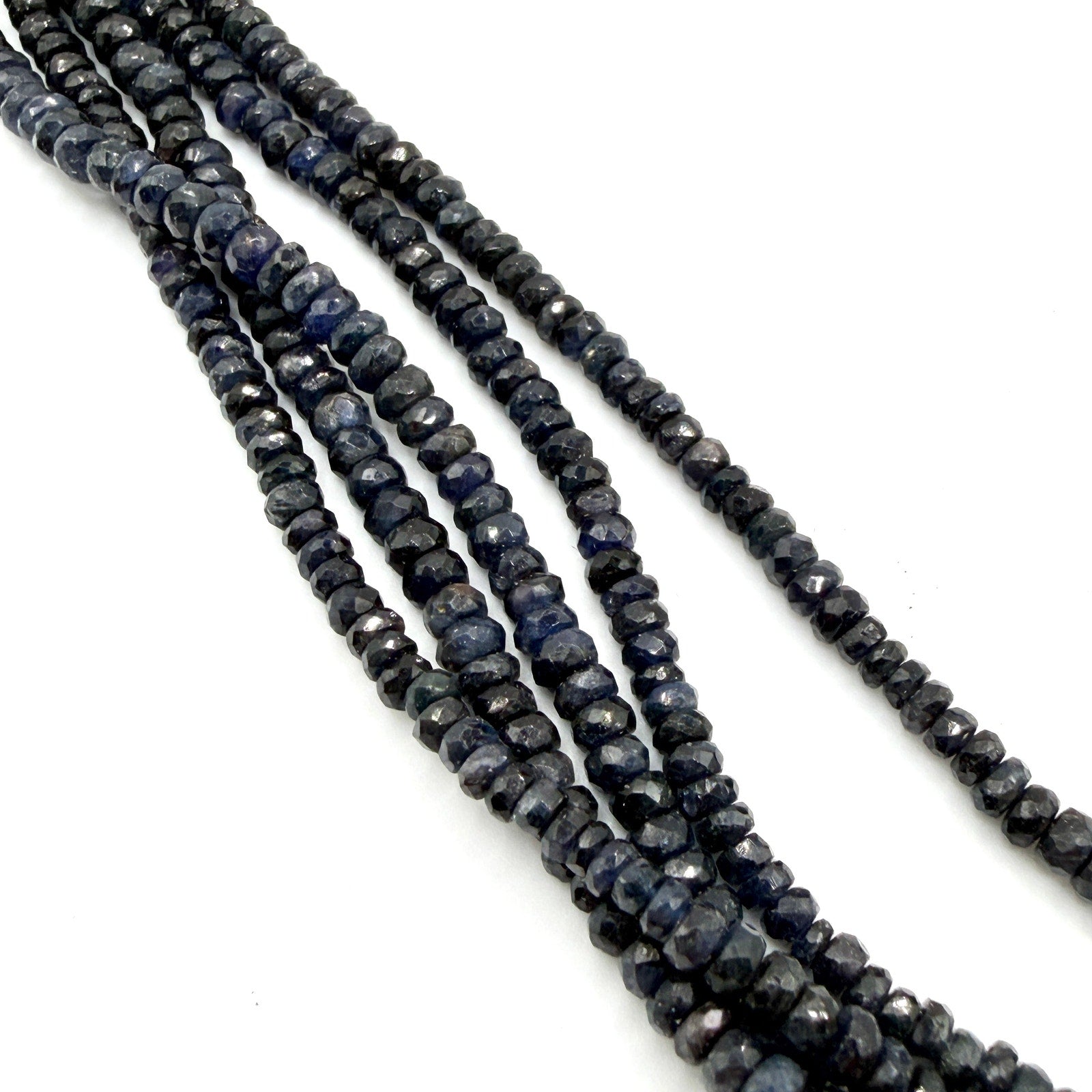 Vintage 90s Sterling Silver Sapphire Labradorite Graduated Multi Strand Necklace