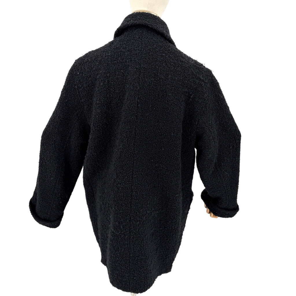 Vintage 90s Bromley Collection Black Boucle Crest Button Coat Jacket