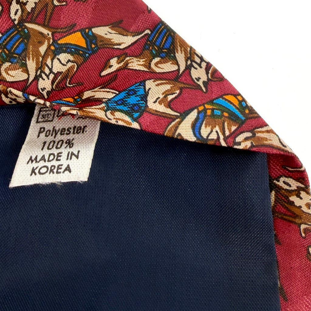 Vintage 90s Gio Galanti Maroon Greyhound Dog Racing Novelty Wide Necktie