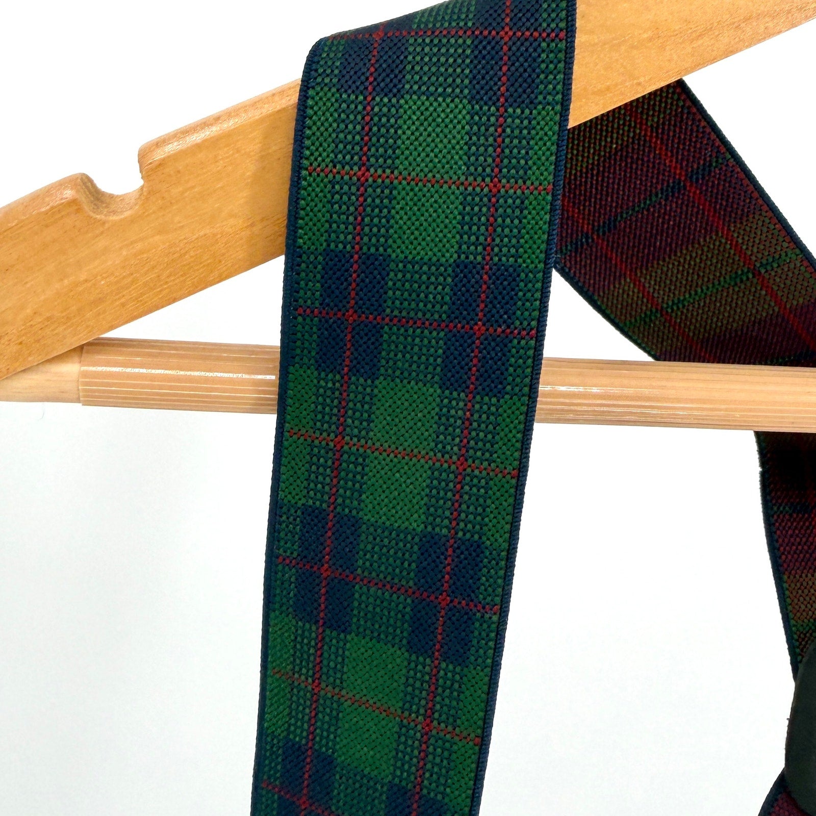 Duluth Trading Company Blue Green Tartan Plaid Adjustable Suspenders