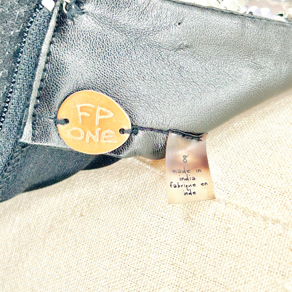 Free People FP One Silver Black Reversible Sequin Mini Skirt
