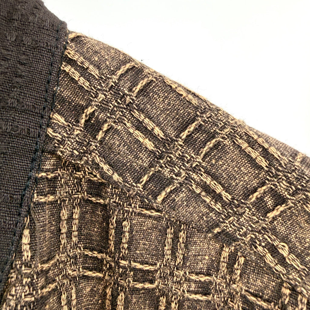 Vintage Y2K Brown 100% Cotton Beaded Applique Frog Closure Jacket