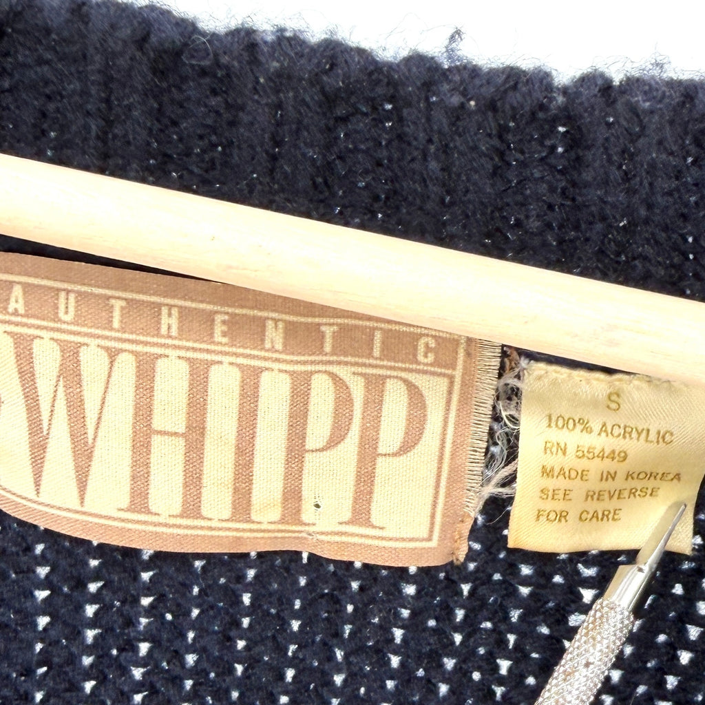 Vintage 80s Authentic Whipp Navy Blue Varsity Avalanche Ski Cardigan Sweater