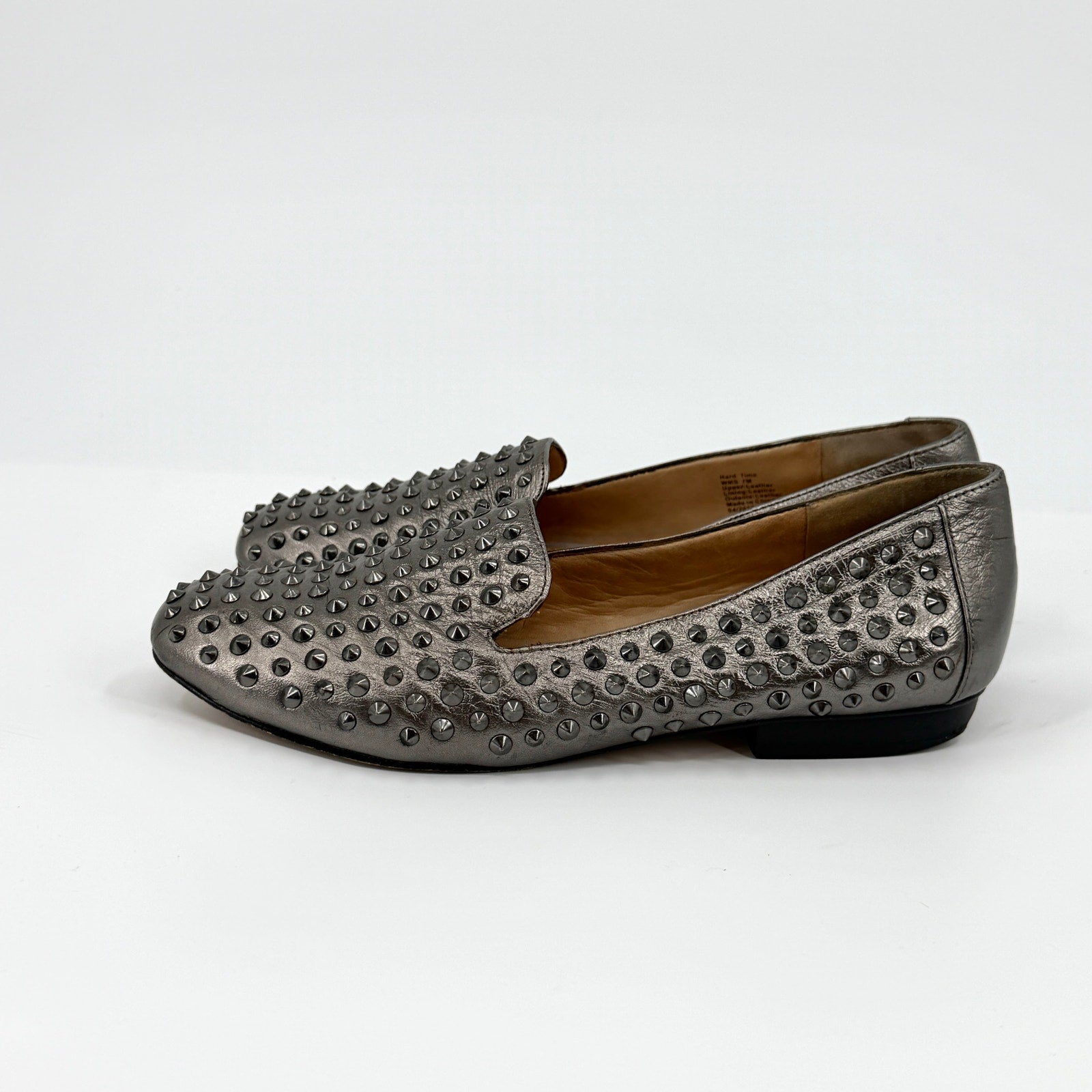 Kenneth Cole Gunmetal Silver Studded Leather Hard Time Loafers