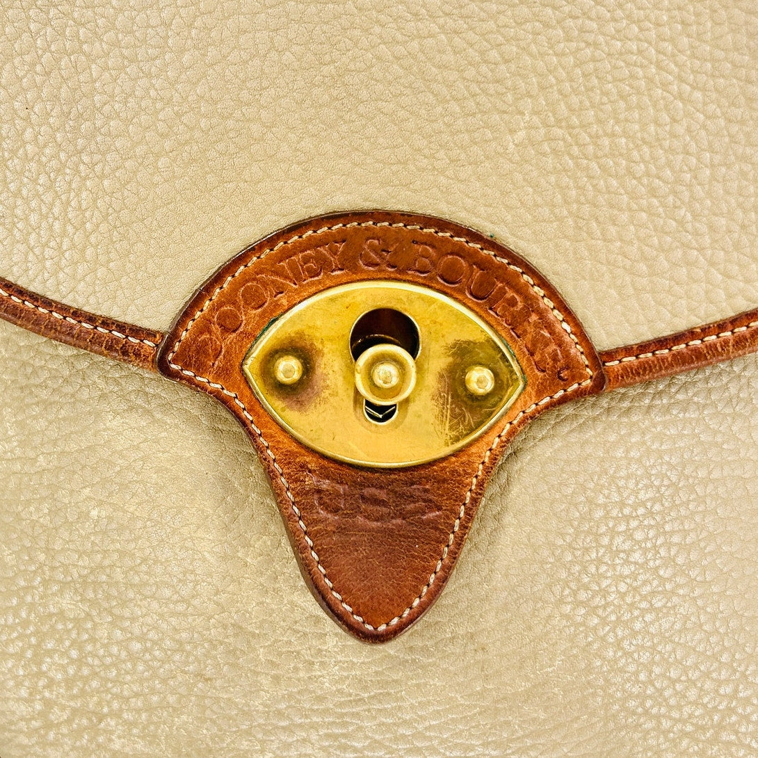 Vintage 90s Dooney & Bourke Bone Tan British All-Weather Leather Crossbody