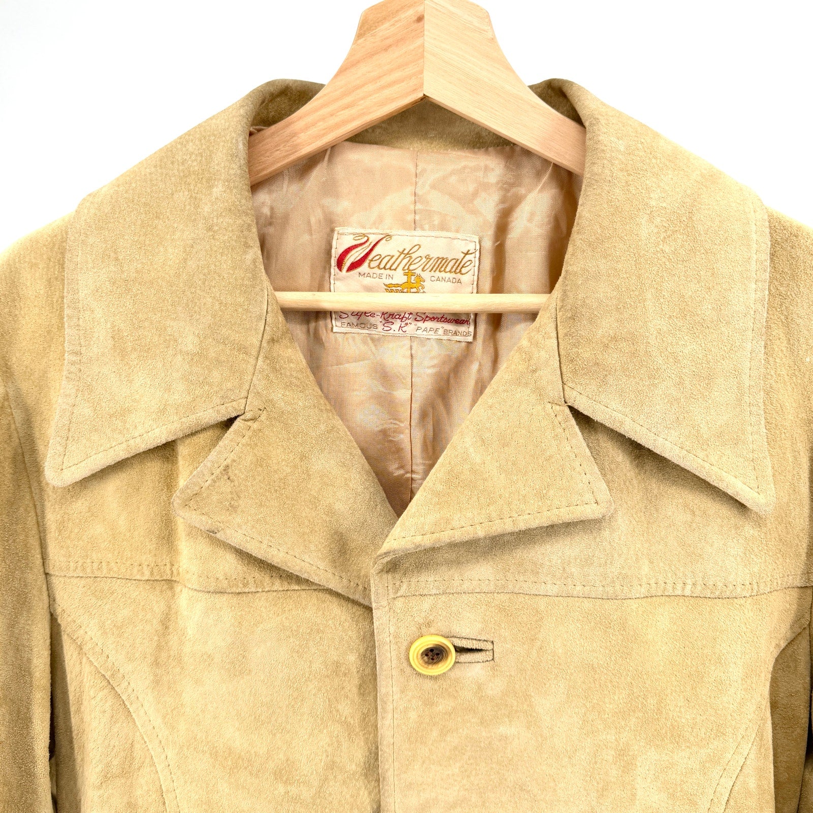 Vintage 70s Weathermate Camel Genuine Suede Leather Jacket