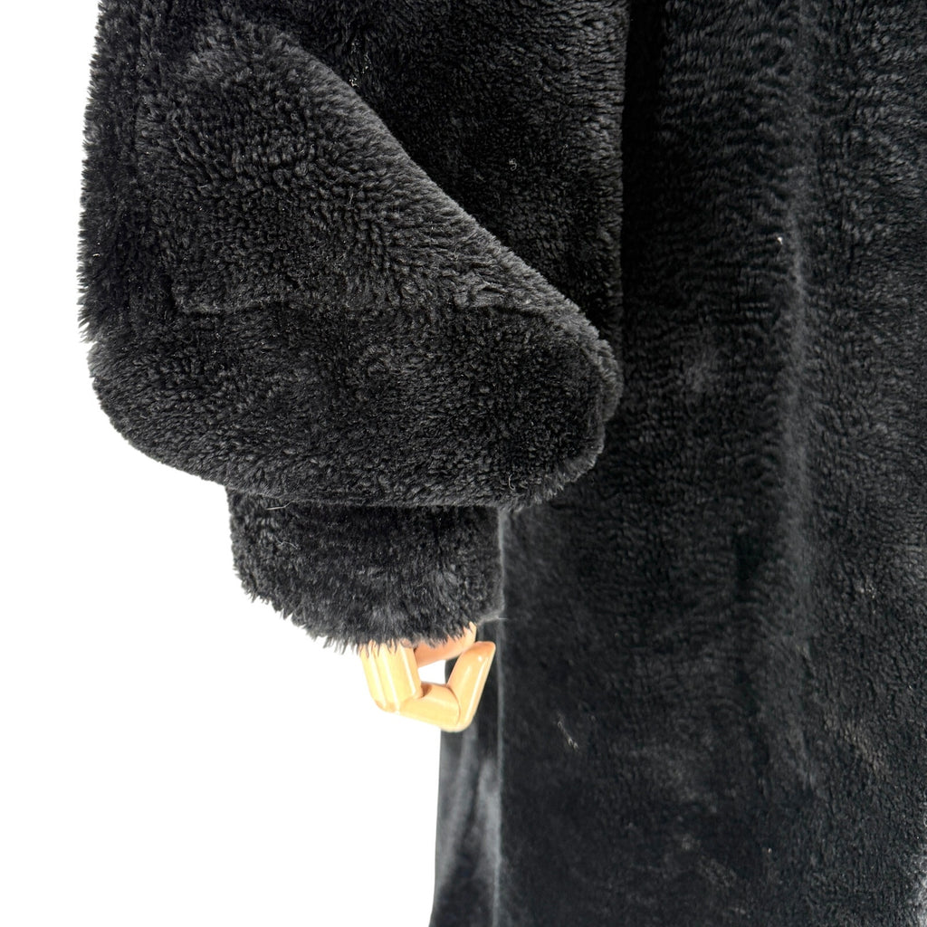 Vintage 80s Nana Creations Black Shawl Collar Balloon Sleeve Maxi Coat