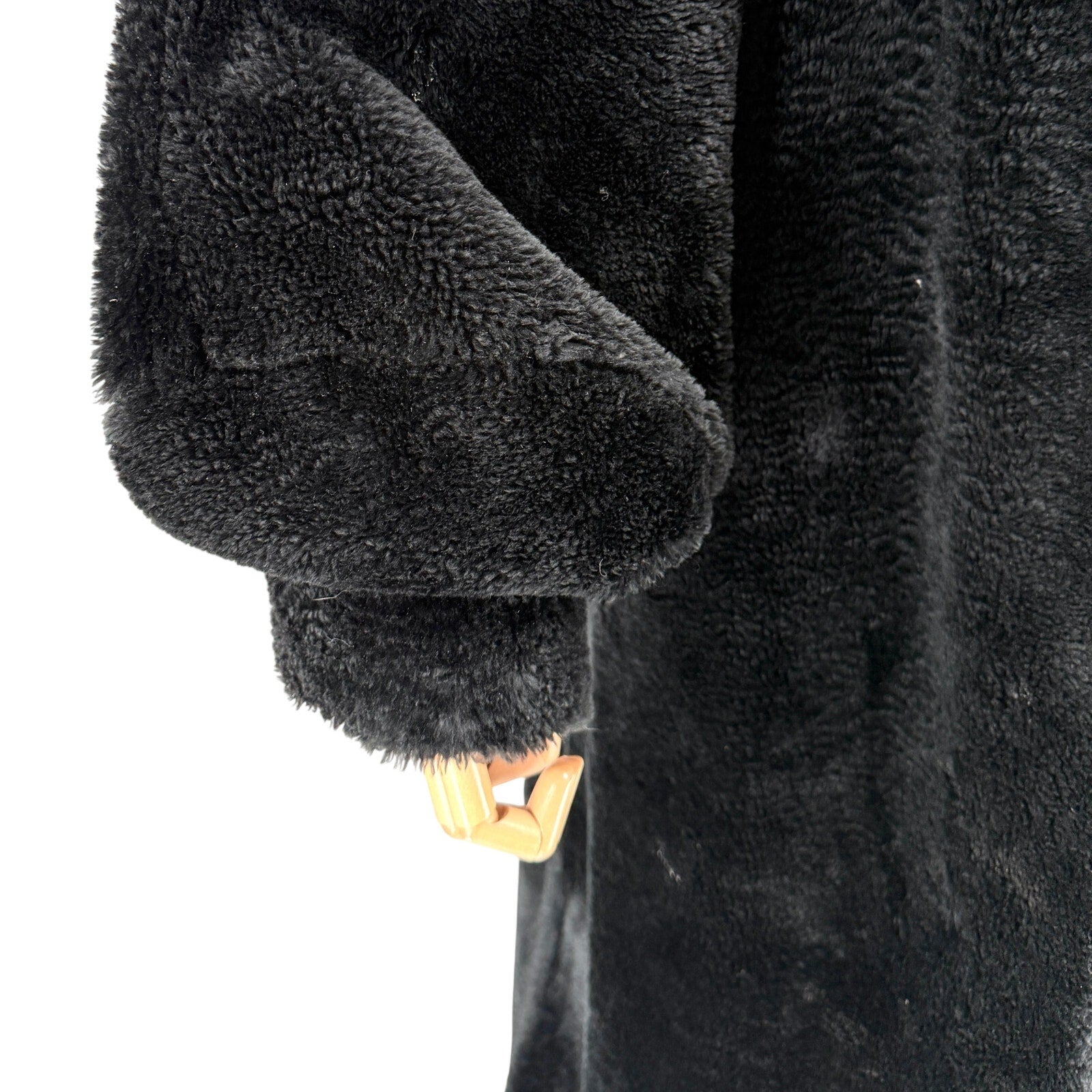 Vintage 80s Nana Creations Black Shawl Collar Balloon Sleeve Maxi Coat