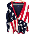 Vintage 90s Chelsea Charter Club Navy Red White 100% Cotton Cardigan