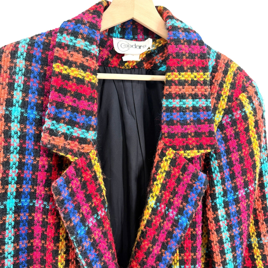 Vintage 90s Cedars Rainbow Tweed Oversized Blazer