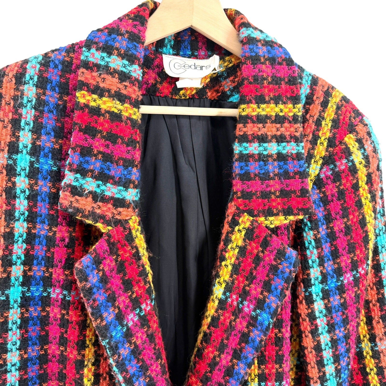 Vintage 90s Cedars Rainbow Tweed Oversized Blazer
