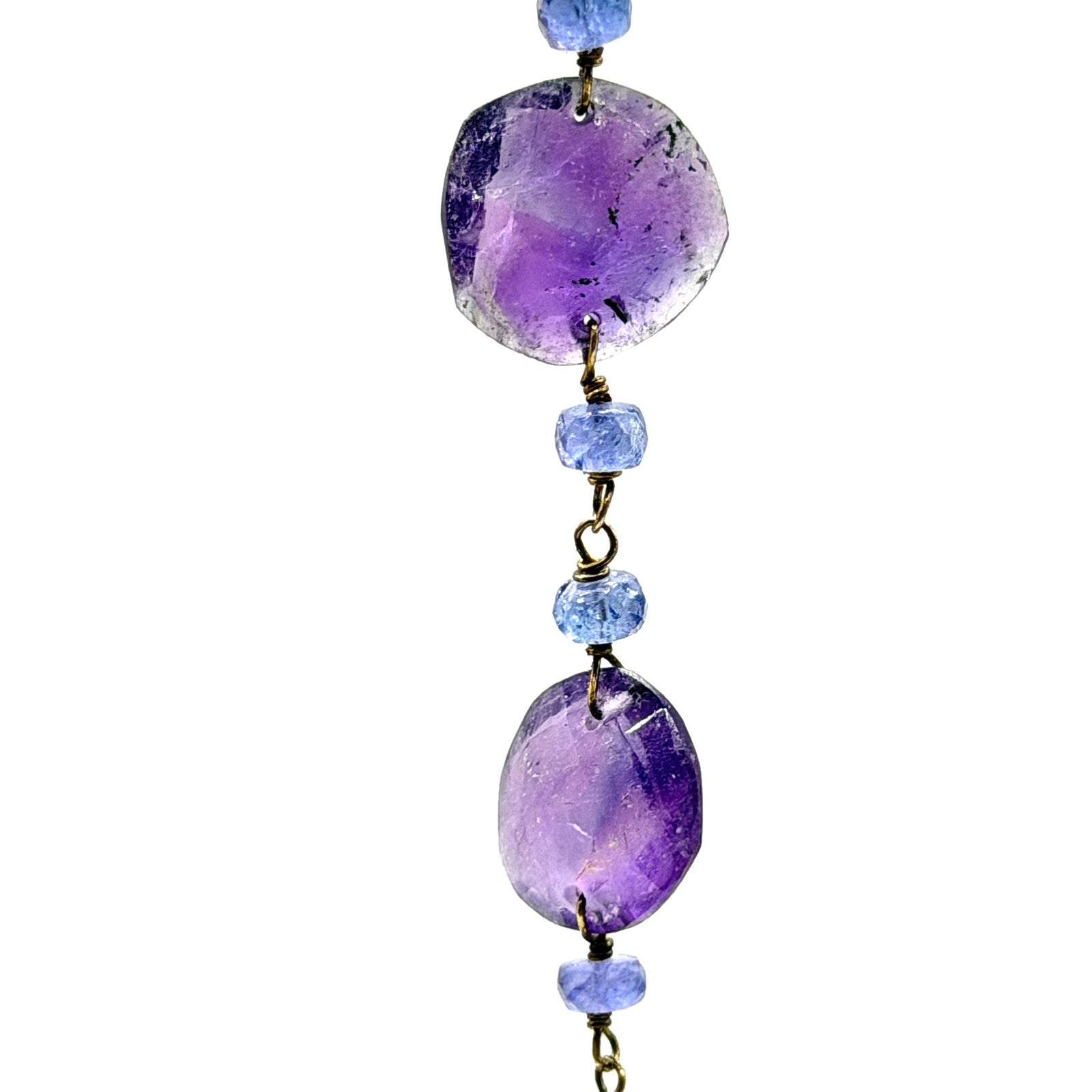 Vintage 90s Amethyst Tanzanite Faceted Bead Endless Statement Necklace