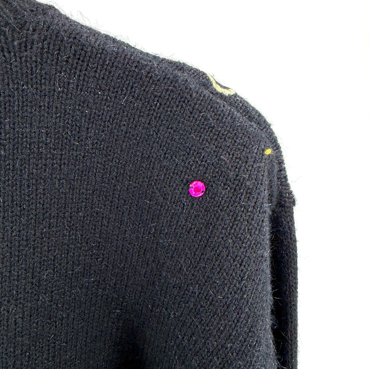 Vintage 90s Chaus Petites Black Jeweled Chain Embroidered Cardigan