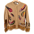Vintage 90s First Issue Tan Brown 100% Cotton Toggle Knit Cardigan