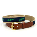 Vintage 90s Leather Man Ltd Marthas Vineyard Preppy Brass Buckle Web Belt