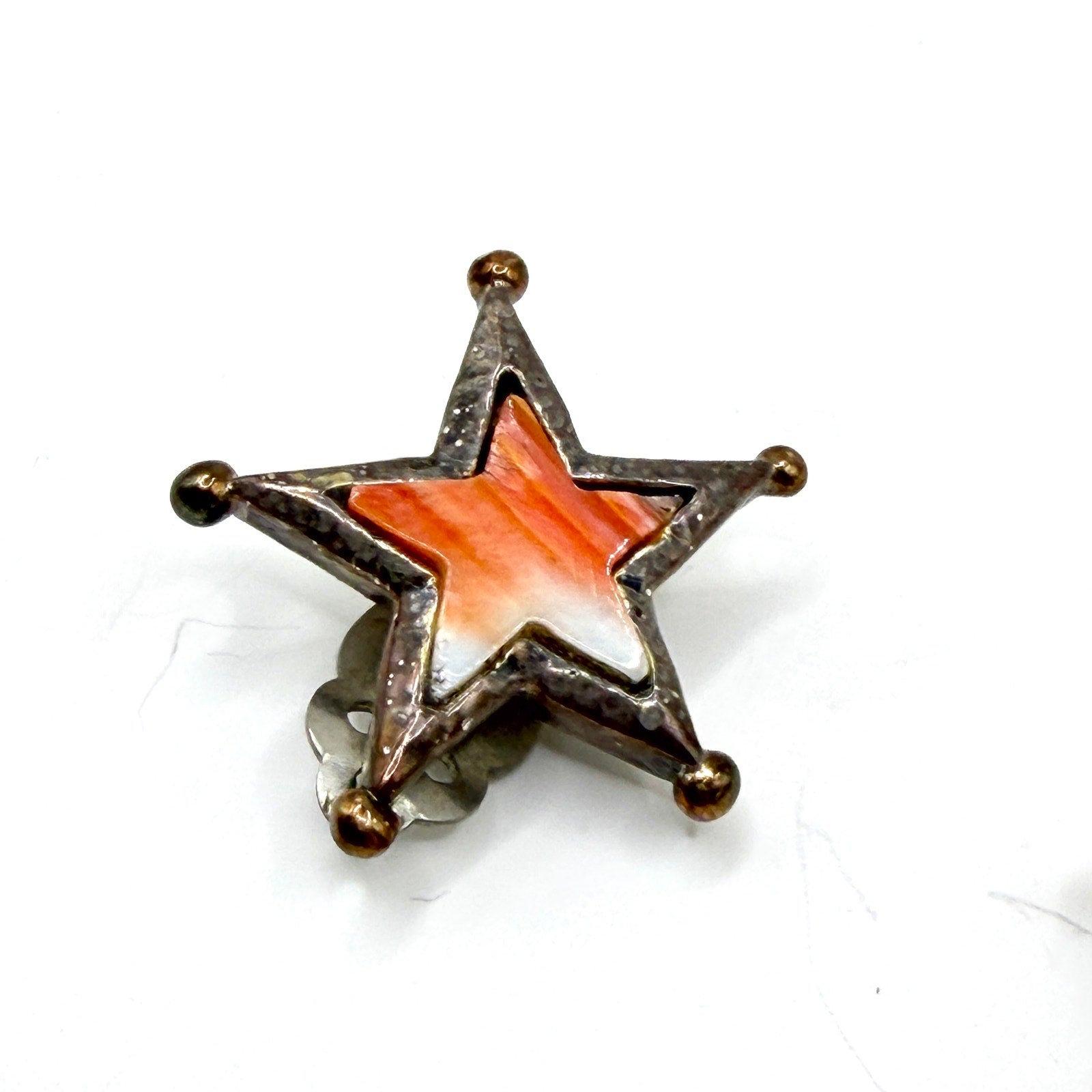 Vintage 90s Dian Malouf Sterling Silver 14K Gold Spiny Oyster Star Clip Earrings