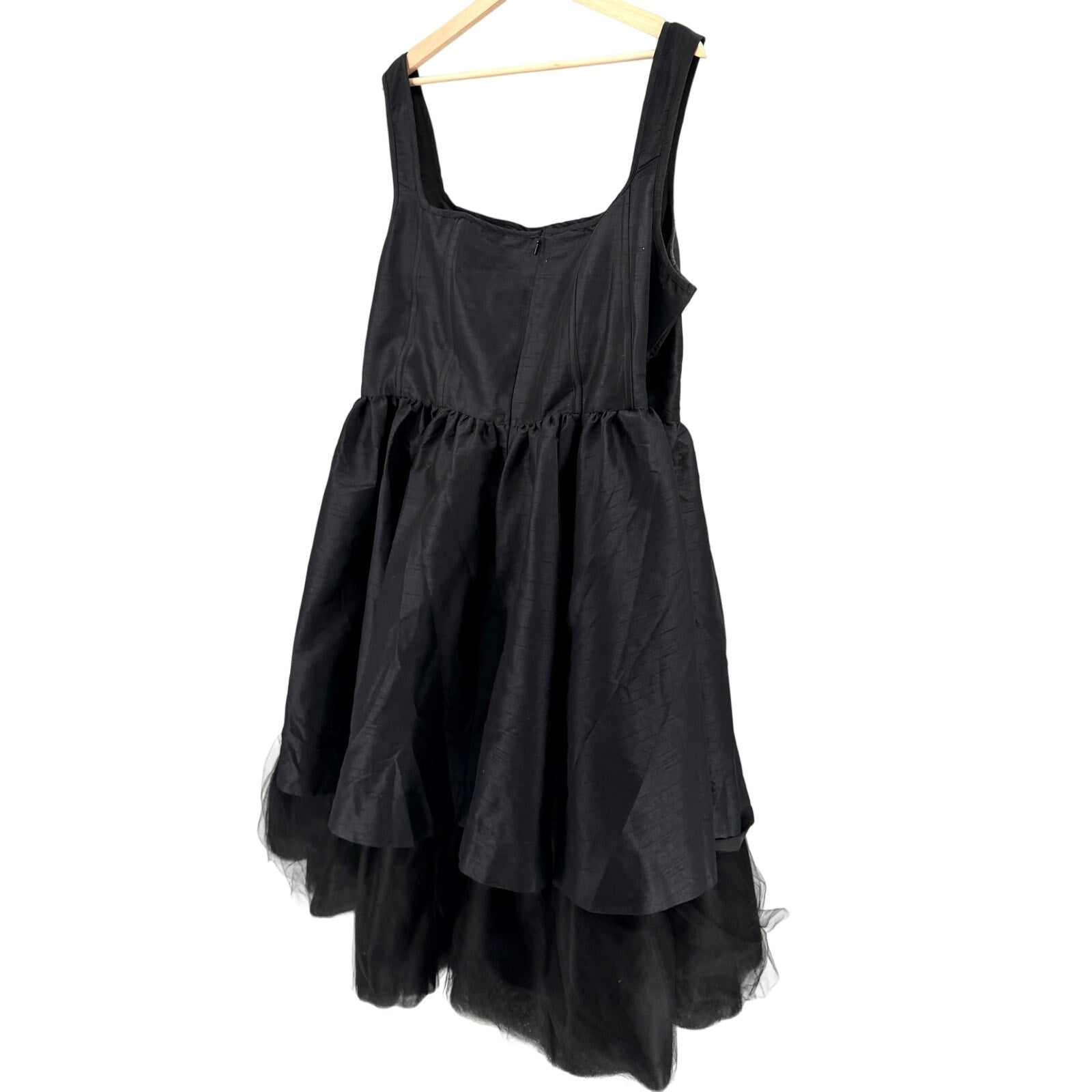 eShakti Black Romantic Goth Tulle Tiered Boned Corset Cocktail Dress