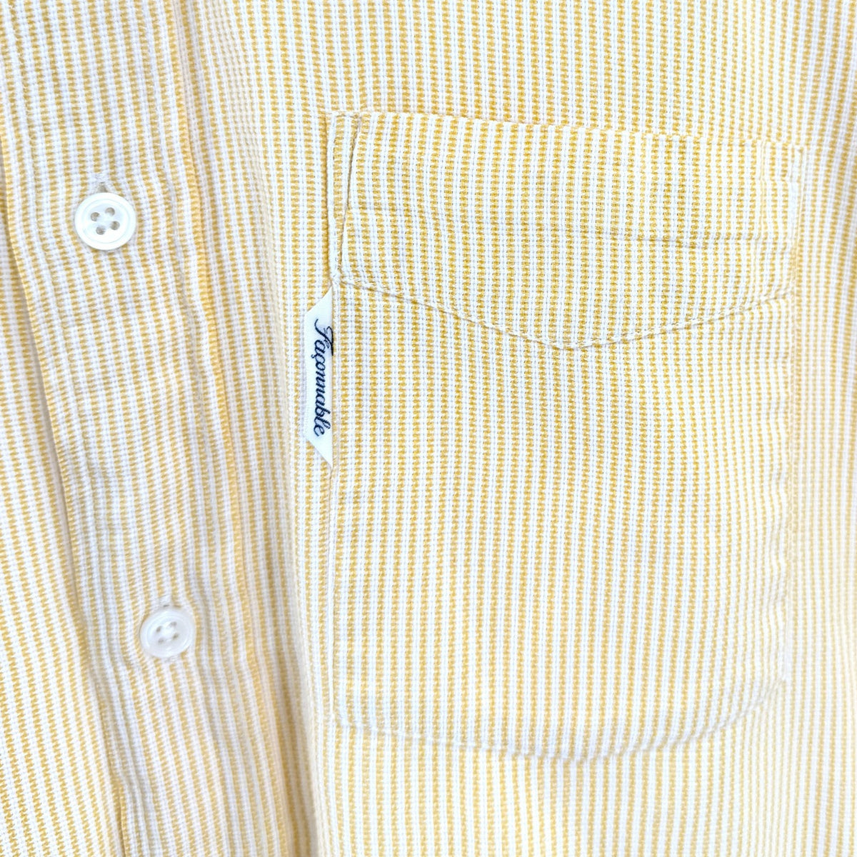 Façonnable Yellow Striped 100% Cotton Seersucker Short Sleeve Shirt