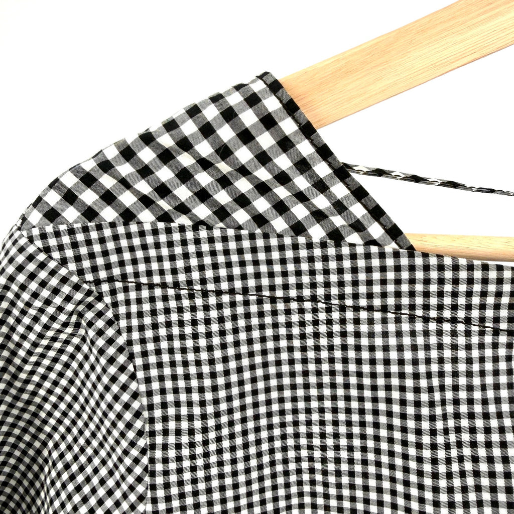 Derek Lam 10 Crosby Black White Gingham 100% Cotton Tie Detail Blouse
