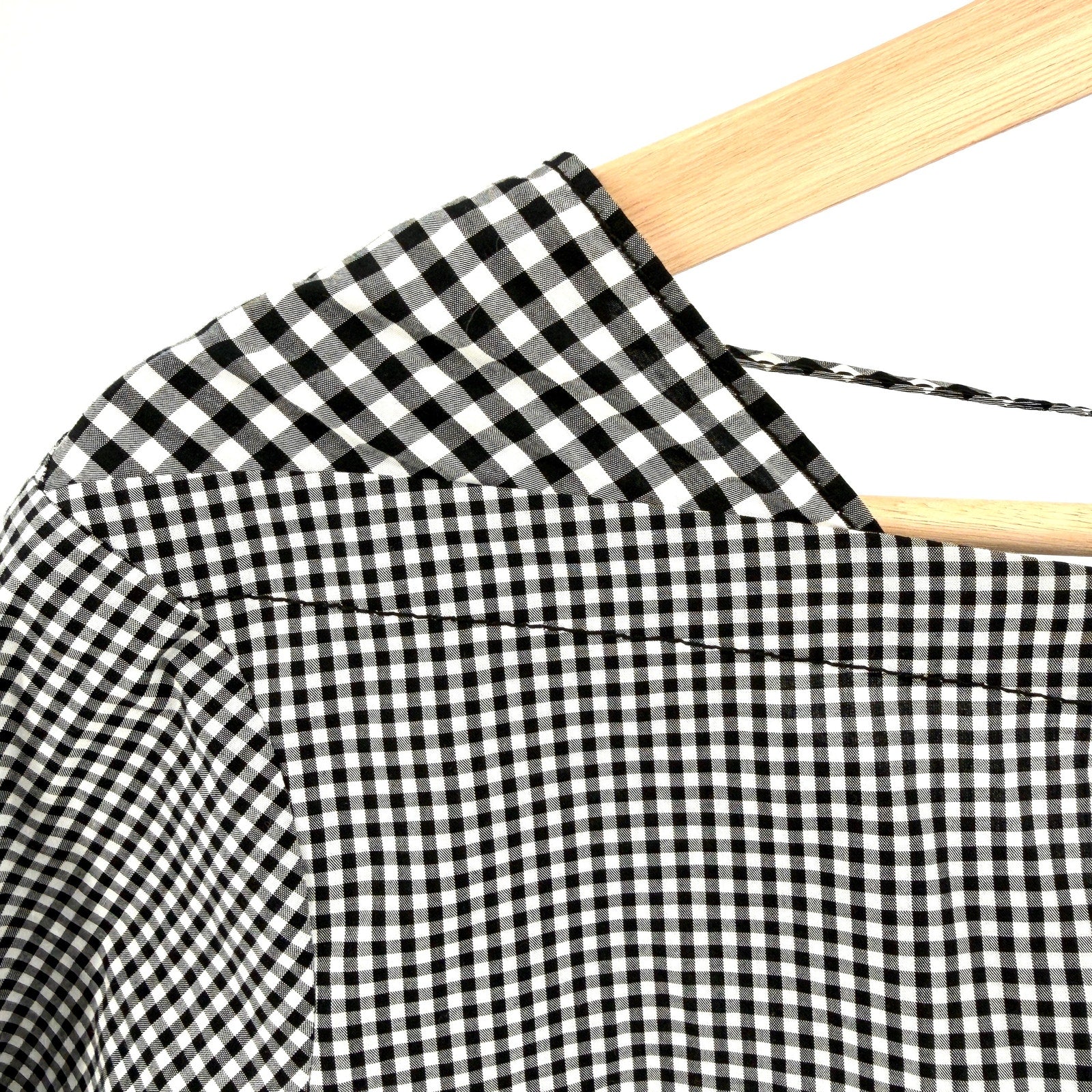 Derek Lam 10 Crosby Black White Gingham 100% Cotton Tie Detail Blouse