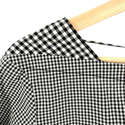 Derek Lam 10 Crosby Black White Gingham 100% Cotton Tie Detail Blouse