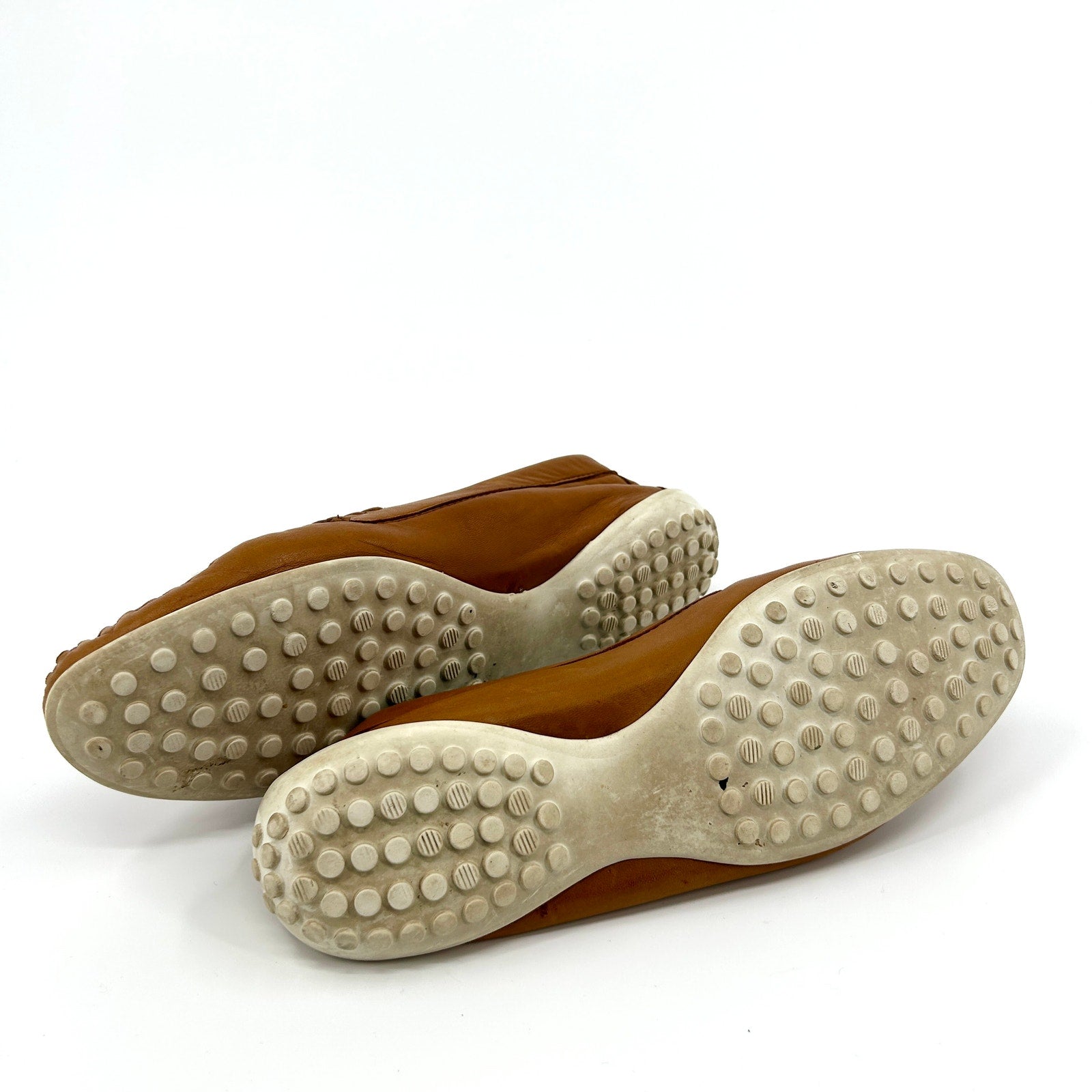 Vintage 90s Robert Zur Brown Leather Beaded Moccasin Driving Shoes