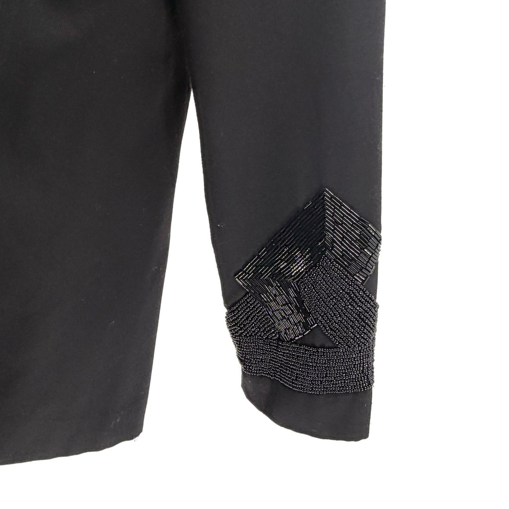 Vintage 80s Chancelle Black Geometric Beaded Evening Avant Garde Blazer Jacket
