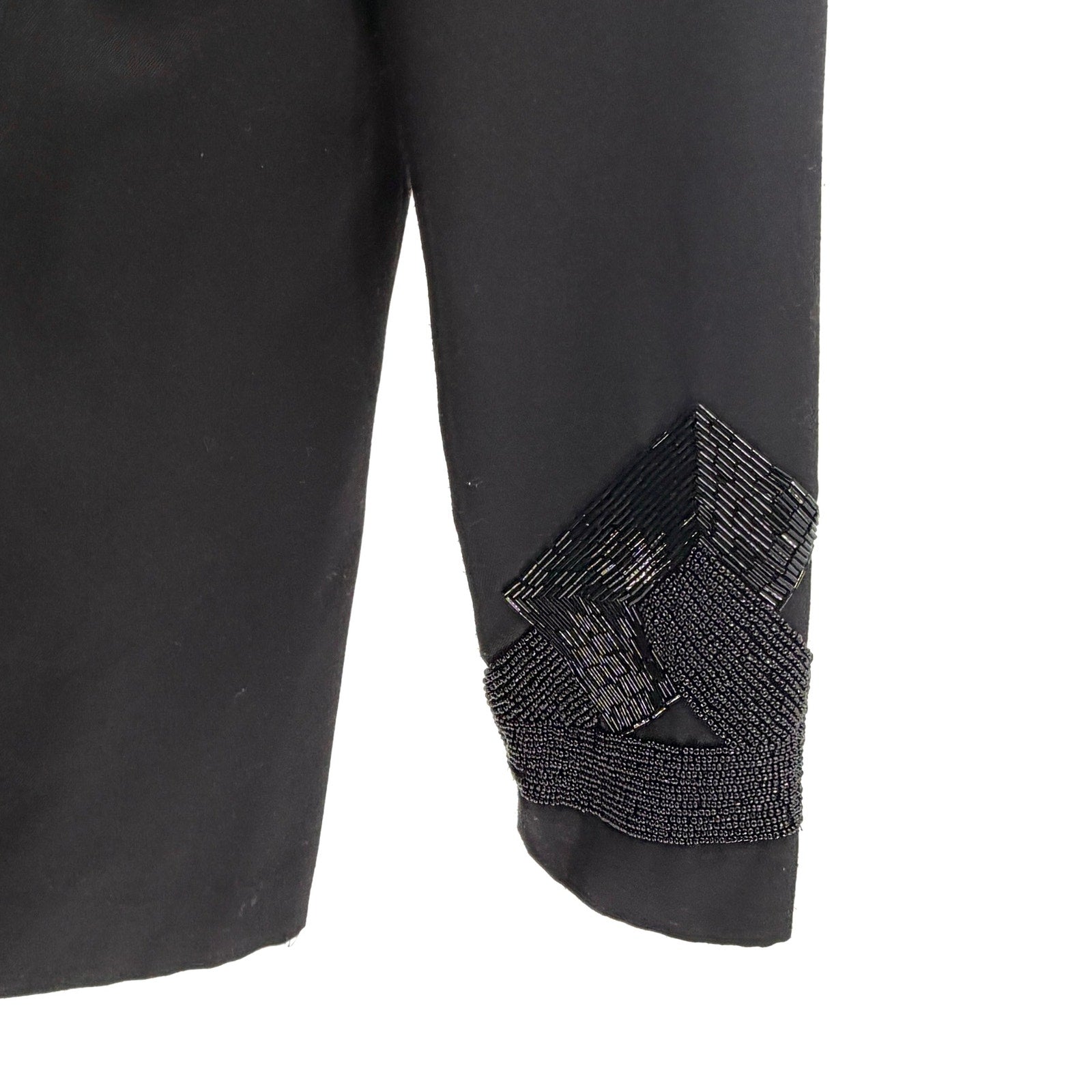 Vintage 80s Chancelle Black Geometric Beaded Evening Avant Garde Blazer Jacket