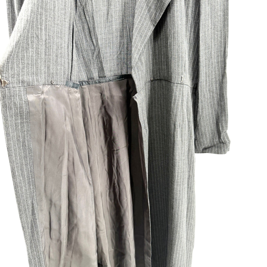 Vintage 90s Linda Allard Ellen Tracy Gray Pinstripe Wrap Maxi Dress Coat