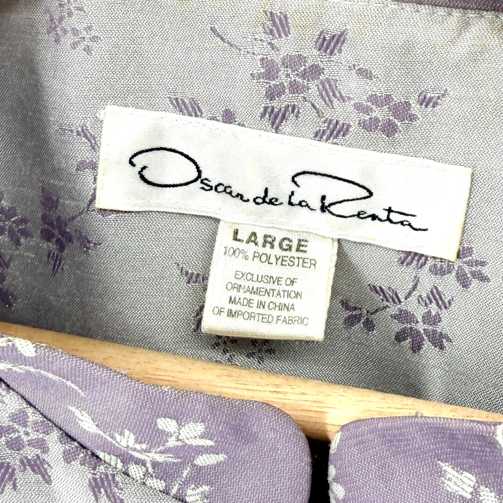 Vintage 90s Oscar de la Renta Lavender Floral Satin Pajama Set