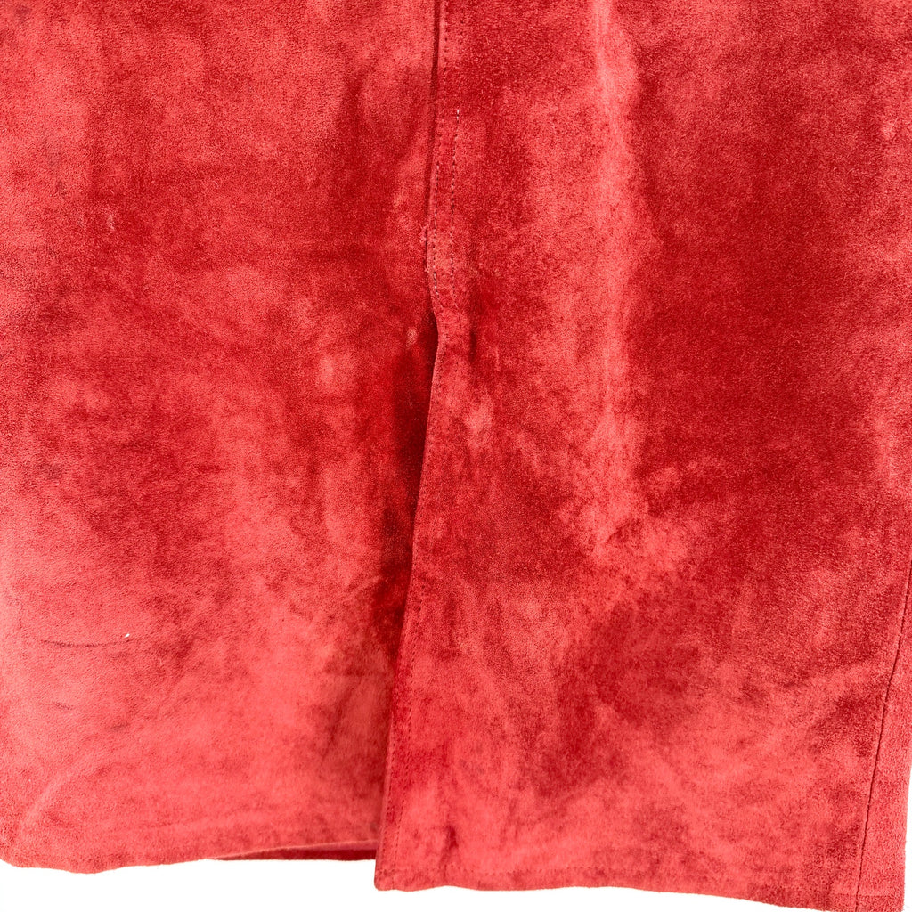 Vintage 90s Gap Brick Red Genuine Suede Western A-Line Skirt