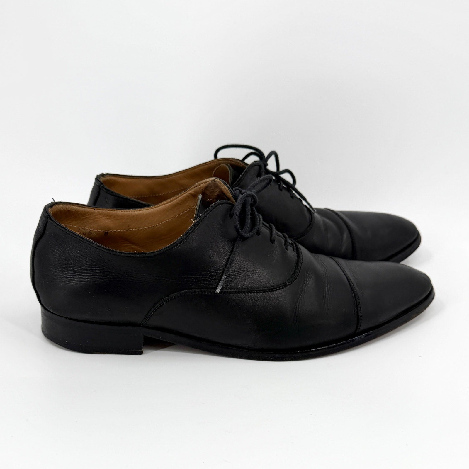 To Boot New York Black 100% Leather Adam Derrick Cap Toe Oxfords