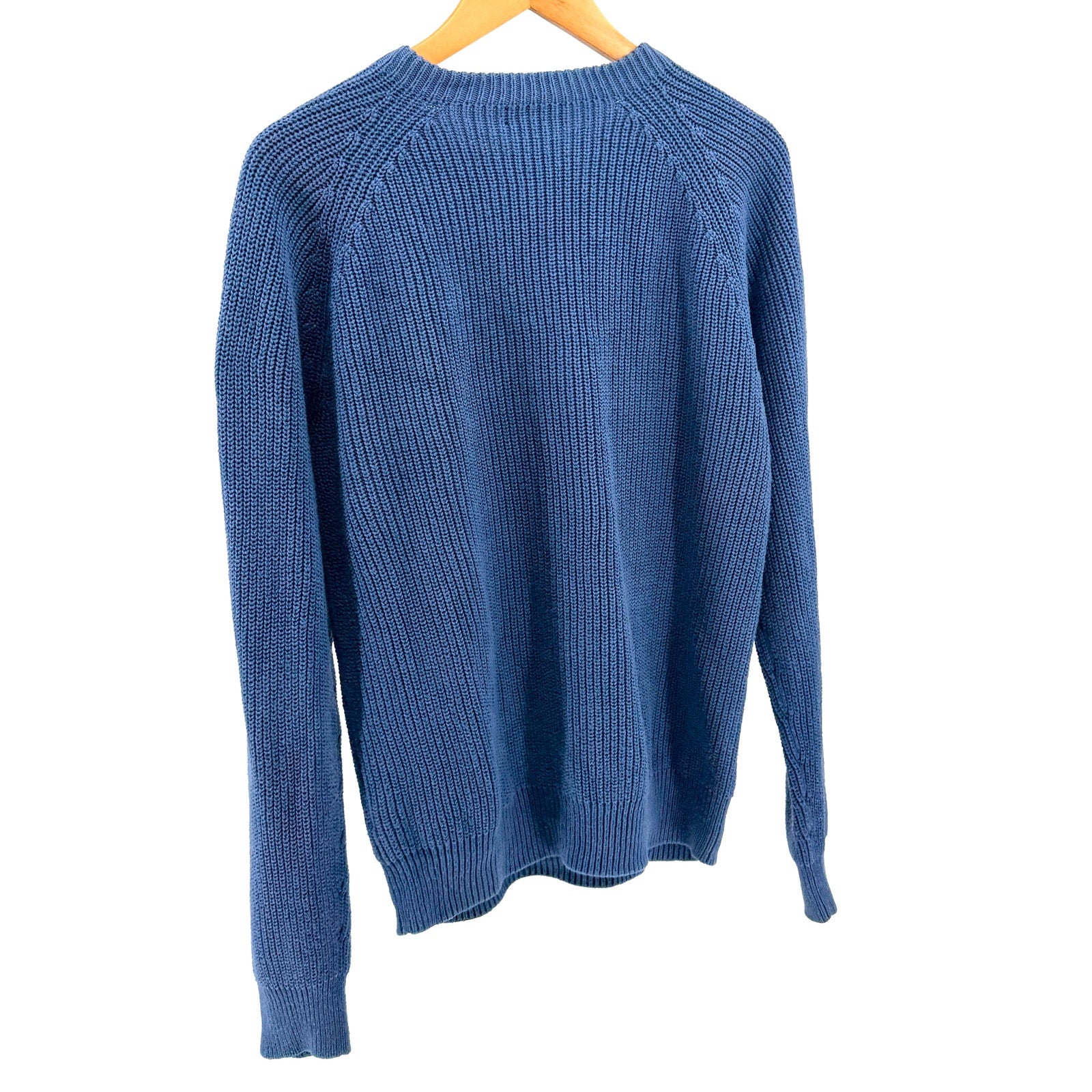 Vintage 90s Lands' End Blue 100% Cotton Shaker Knit Crewneck Sweater