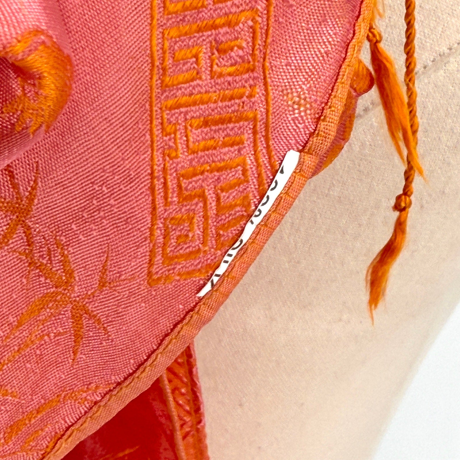 Pink Peach 100% Silk Chinoiserie Shou Pattern Scarf
