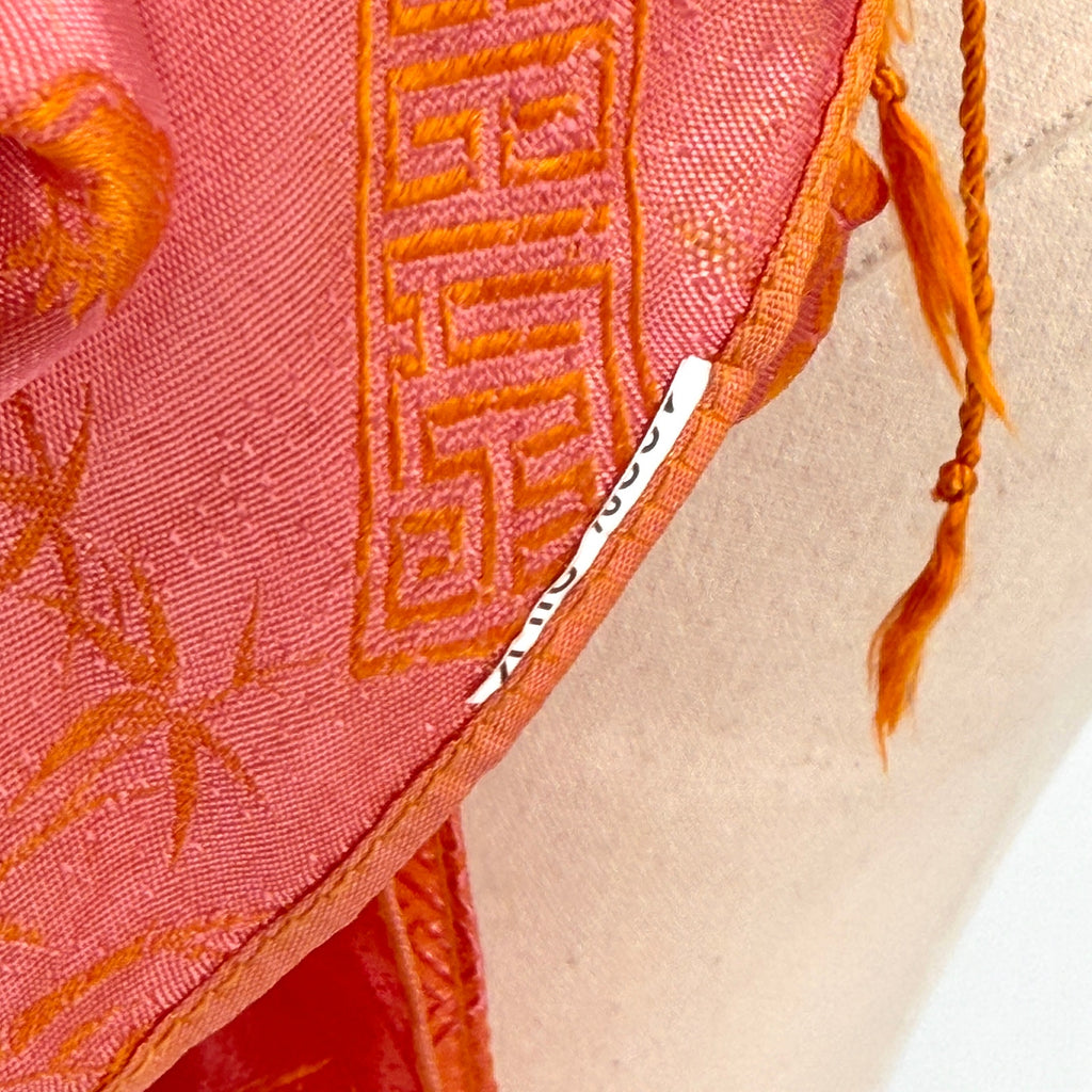 Pink Peach 100% Silk Chinoiserie Shou Pattern Scarf