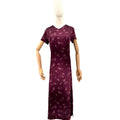 Vintage 90s GAP Burgundy Floral Satin Jacquard Cheongsam Slip Dress