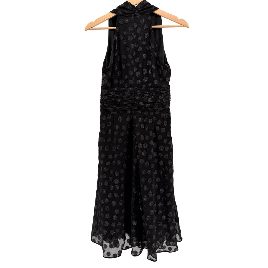Evan-Picone Black Glitter Polka Dot Sleeveless Cocktail Dress