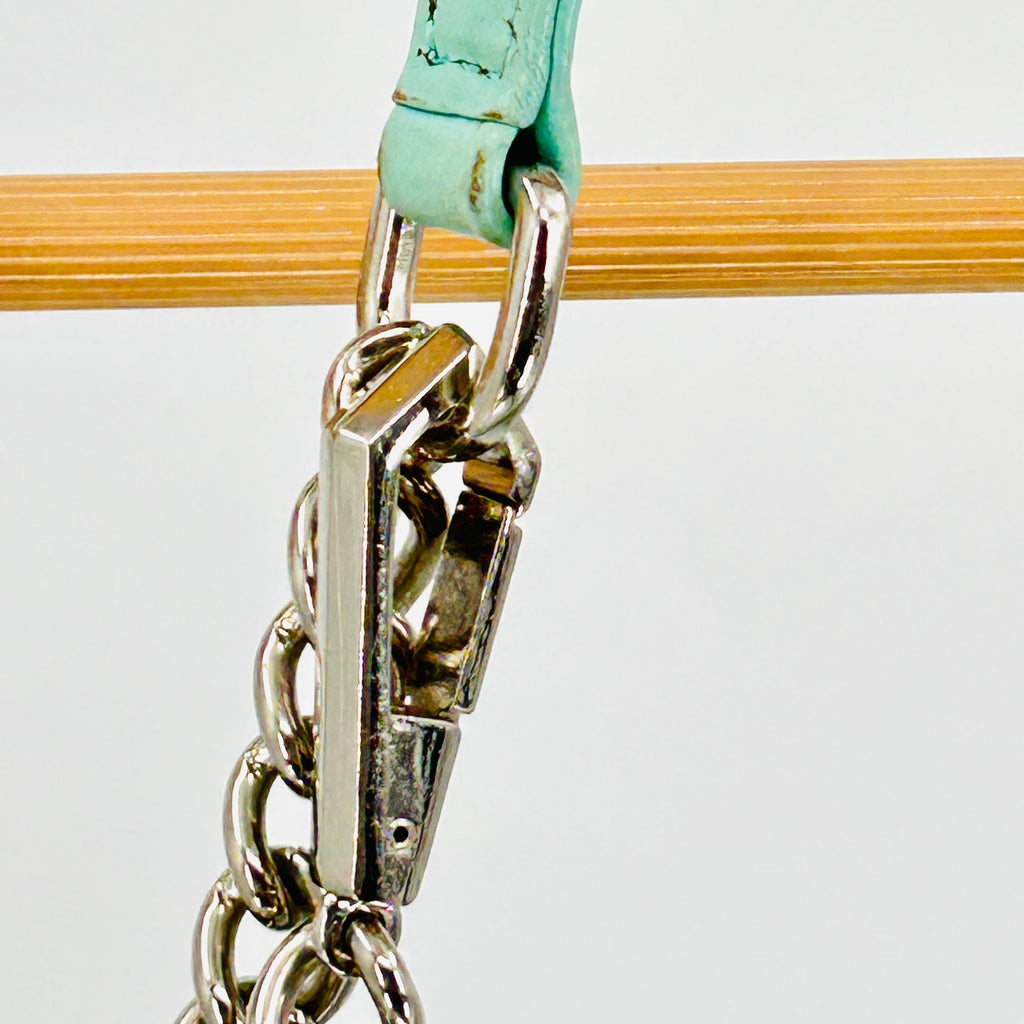 Vintage Y2K Rebecca Minkoff Mint Green Leather Silver Chain Shoulder Bag