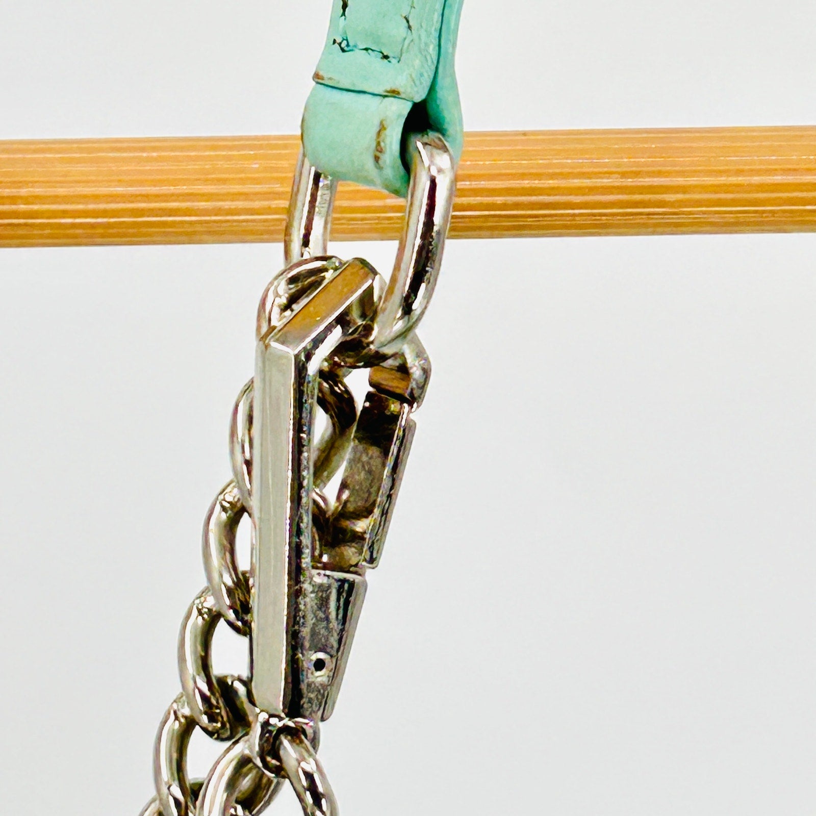 Vintage Y2K Rebecca Minkoff Mint Green Leather Silver Chain Shoulder Bag