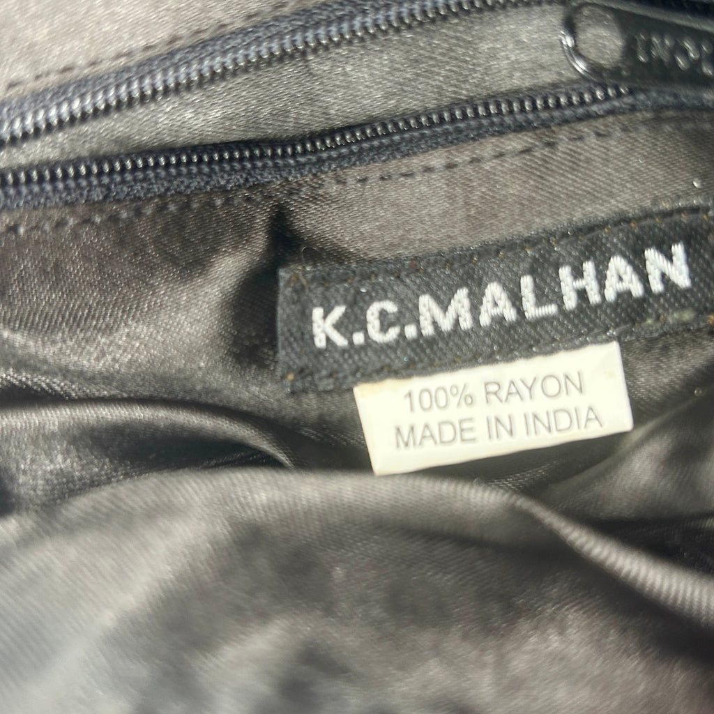K.C. Malhan Black Silver Iridescent Sequin Beaded Checkered Evening Clutch