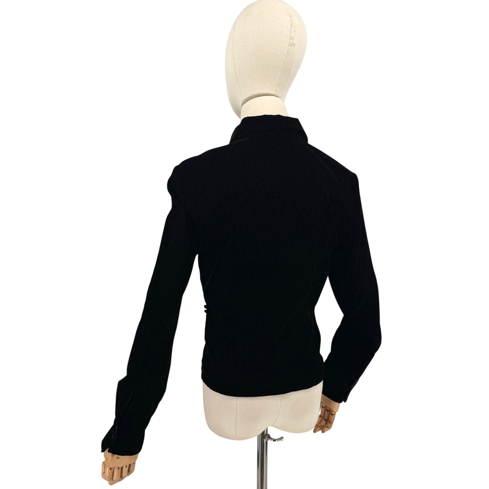Ann Taylor LOFT Black Velvet Collared Wrap Top
