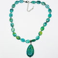 Vintage Y2K Stauer Sterling Silver Turquoise Green Chrysocolla Pendant Necklace